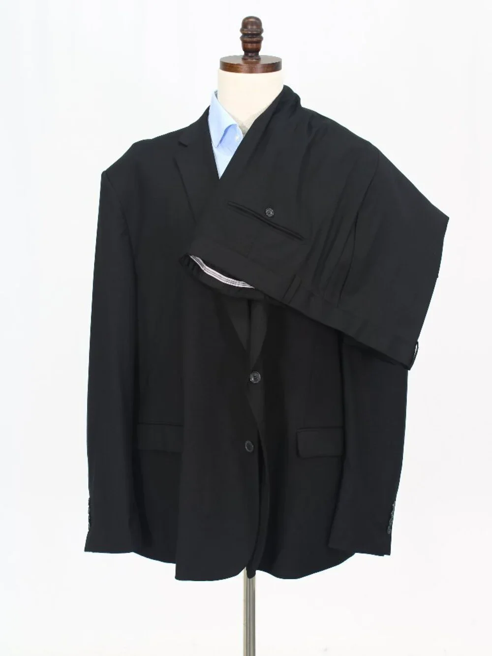 Alain Dupetit 58R 54x31 Black Full Suit 2-Button Solid R939
